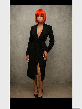 Black Belted Wrap Midi Dress - Elegant Women’s Dress